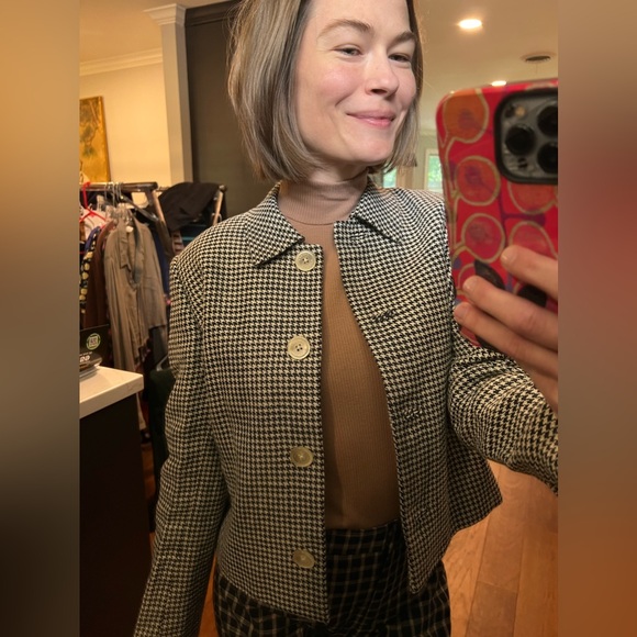 Ralph Lauren linen jacket in houndstooth pattern size 8 EUC - Picture 5 of 6